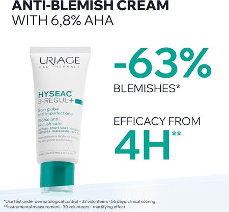 Uriage Hyseac 3-Regul+ Global Anti-Blemish Care Mattifying Cream for skin with imperfections