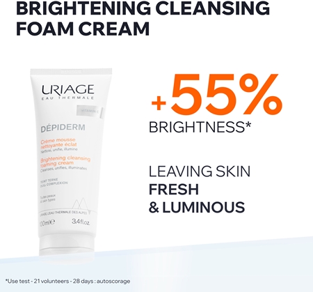 Uriage Dépiderm Brightening Cleansing Foam putojantis valomasis kremas