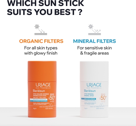 Uriage Bariésun Mineral Stick SPF 50+ μεταλλικές προστατευτικές μπάρες για ευαίσθητα σημεία SPF 50+