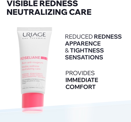 Uriage Roseliane Visible Redness-Neutralizing Care Soothing Cream for Sensitive Skin Prone to Redness