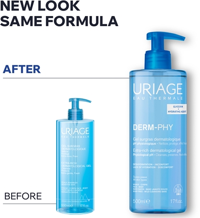 Uriage DERM-PHY Extra Rich Dermatological Gel gel de curățare blând