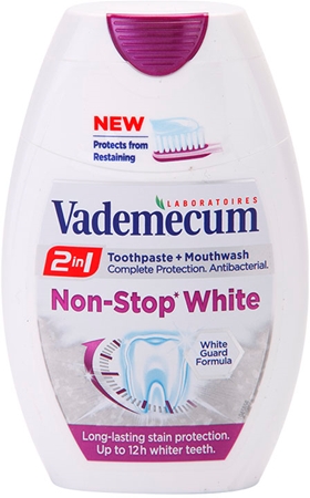 Vademecum 2 in1 Non-Stop White Zahnpasta + Mundwasser alles in einem