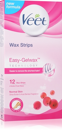 Veet Wax Strips strisce depilatorie con cera con burro di karité e aroma di bacche