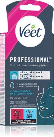 Veet Professional bandas de cera depilatoria para rostro para pieles sensibles