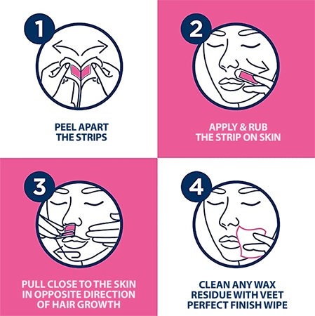Veet Professional bandes de cire pour épilation visage peaux sensibles