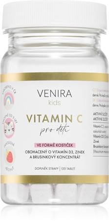 Venira Kids Vitamin C cucavé tablety pro podporu imunity, snížení míry únavy a vyčerpání