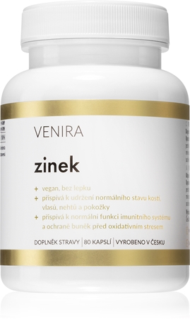 Venira Zinek kapsle pro podporu imunitního systému, krásné vlasy, pleť a normální stav zubů