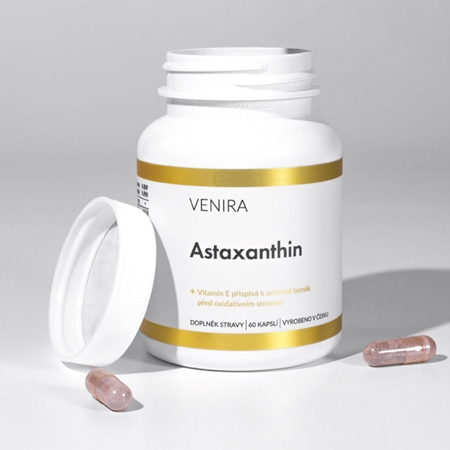 Venira Astaxanthin kapsle pro podporu ochrany buněk před oxidativním stresem