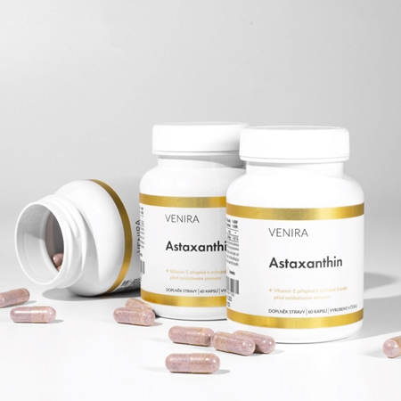 Venira Astaxanthin kapsle pro podporu ochrany buněk před oxidativním stresem