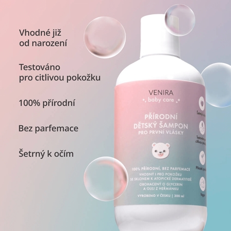 Venira Přírodní dětský šampon pro první vlásky jemný šampon pro děti od narození