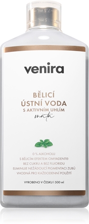 Venira Whitening Mouthwash with Active Charcoal valkaiseva suuvesi, sisältää aktiivihiiltä