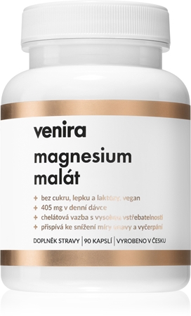 Venira Magnézium malát kapsuly na podporu zníženia únavy a vyčerpania, pre normálny stav zubov, kostí a svalov