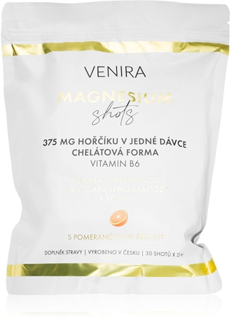 Venira Magnesium Shots nápoj pro podporu snížení míry únavy a vyčerpání, normální stav zubů, kostí a svalů