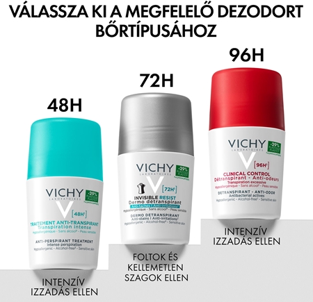 Vichy Deodorant 48h golyós dezodor roll-on az erőteljes izzadás ellen