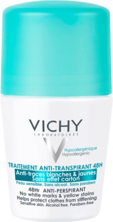 Vichy Deodorant 48h roll-on-antiperspirantti Käsittelee Valkoisia Ja Keltaisia Tahroja