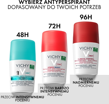Vichy Deodorant 48h antyperspirant roll-on przeciwko białym i żółtym śladom