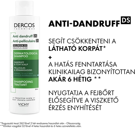 Vichy Dercos Anti-Dandruff korpásodás elleni sampon normál és zsíros hajra