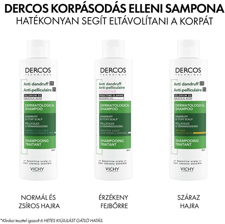 Vichy Dercos Anti-Dandruff korpásodás elleni sampon normál és zsíros hajra