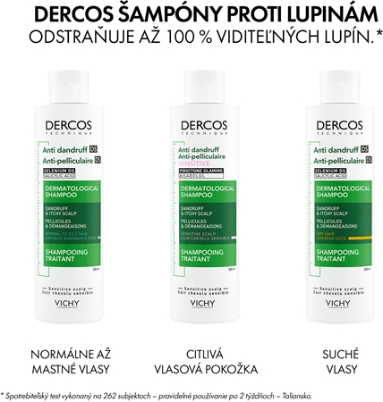 Vichy Dercos Anti-Dandruff šampón proti lupinám pre normálne až mastné vlasy
