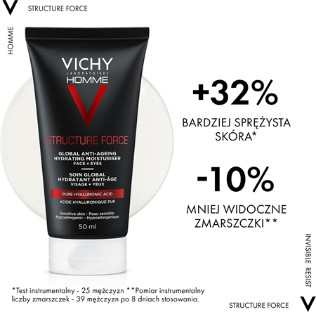 Vichy Homme Structure Force przeciwzmarszczkowy krem wzmacniający z kwasem hialuronowym