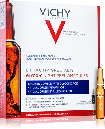 Vichy Liftactiv Specialist Glyco-C pigmenttiläiskiä ehkäisevät ampullit Yö