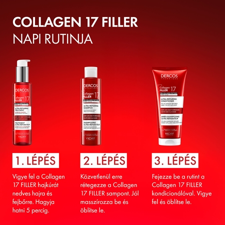 Vichy Dercos Collagen Filler 17 regeneráló kúra kihullásra hajlamos, legyengült hajra