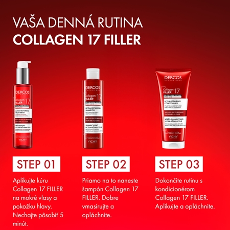 Vichy Dercos Collagen Filler 17 regeneračná kúra pre slabé vlasy s tendenciou vypadávať