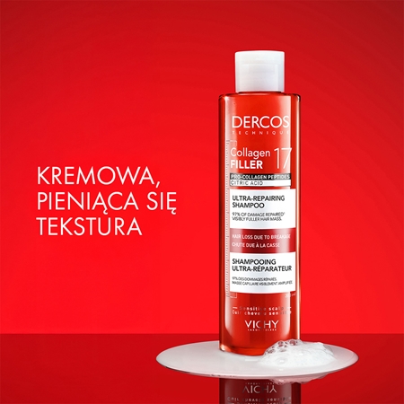 Vichy Dercos Collagen Filler 17 szampon głęboko regenerujący przeciw łamliwości włosów