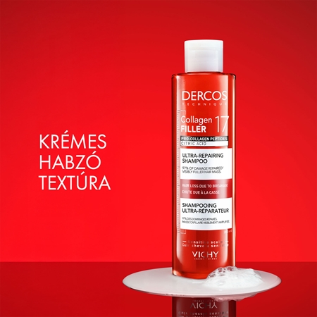 Vichy Dercos Collagen Filler 17 mélyregeneráló sampon hajtöredezés ellen