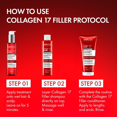 Vichy Dercos Collagen Filler 17 globinsko regeneracijski šampon za lomljive lase