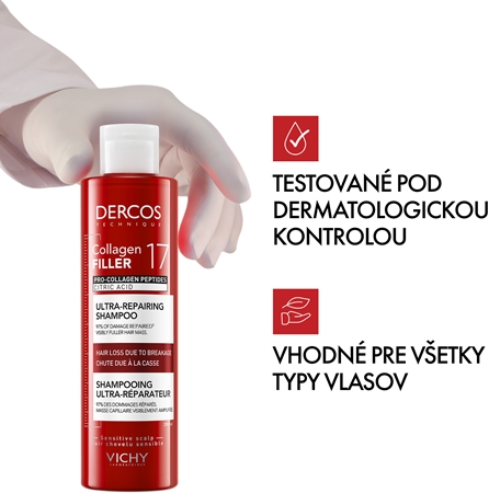 Vichy Dercos Collagen Filler 17 hĺbkovo regeneračný šampón proti lámavosti vlasov