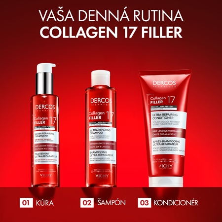 Vichy Dercos Collagen Filler 17 hĺbkovo regeneračný šampón proti lámavosti vlasov