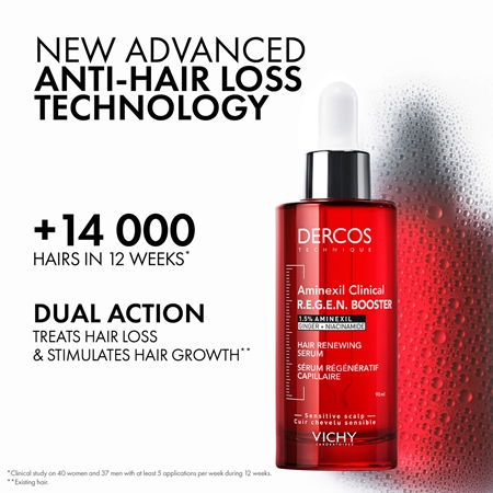Vichy Dercos Aminexil Clinical REGEN Booster Strengthening and Regenerating Hair Serum for hair loss