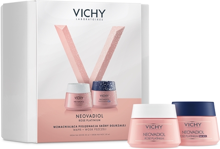 Vichy Neovadiol Rose Platinium Day + Night Gift Set dovanų rinkinys spindesiui ir drėkinimui suteikti