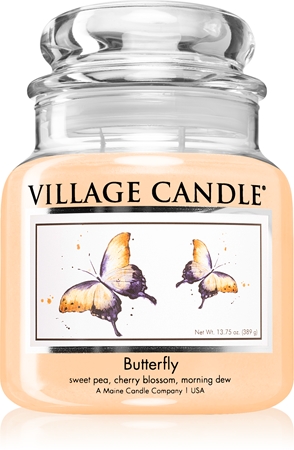 Village Candle Butterfly duftlys (Glass Lid)