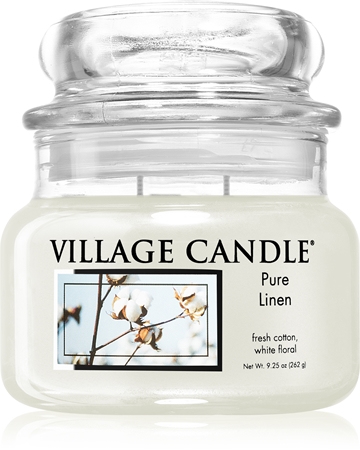 Village Candle Pure Linen vonná svíčka (Glass Lid)