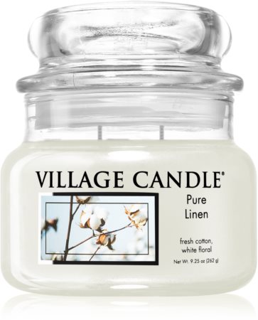 Village Candle Pure Linen vonná svíčka (Glass Lid)