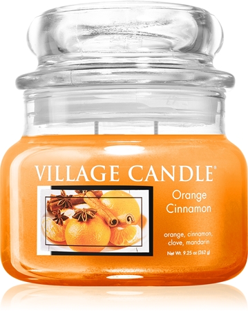 Village Candle Orange Cinnamon vonná svíčka (Glass Lid)