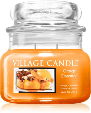 Village Candle Orange Cinnamon vonná svíčka (Glass Lid)