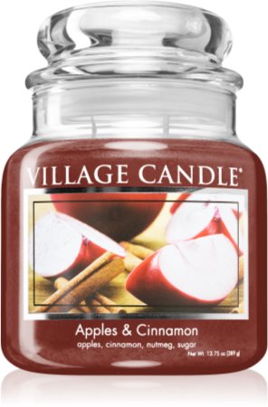 Village Candle Apples & Cinnamon vonná svíčka (Glass Lid)