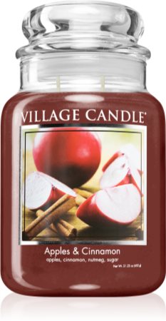Village Candle Apples & Cinnamon mirisna svijeća (Glass Lid)