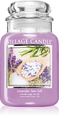 Village Candle Lavender Sea Salt vonná svíčka (Glass Lid)