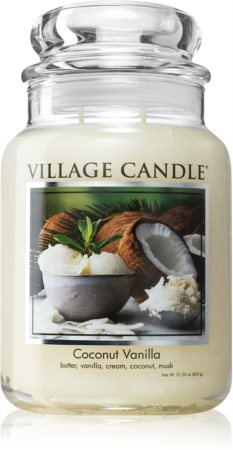 Village Candle Coconut Vanilla illatgyertya (Glass Lid)