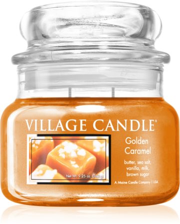 Village Candle Golden Caramel vonná svíčka (Glass Lid)