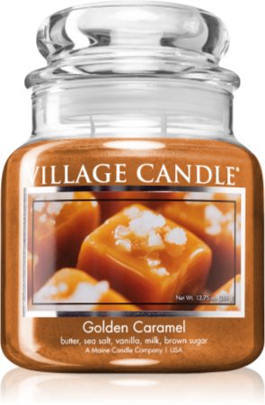 Village Candle Golden Caramel vonná svíčka (Glass Lid)
