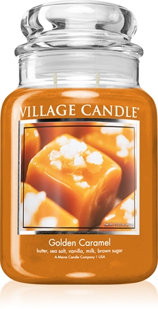 Village Candle Golden Caramel vonná svíčka (Glass Lid)
