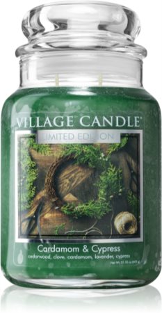 Village Candle Cardamom & Cypress vonná svíčka (Glass Lid)