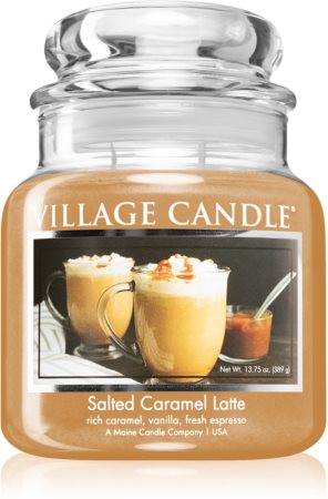 Village Candle Salted Caramel Latte vonná sviečka (Glass Lid)