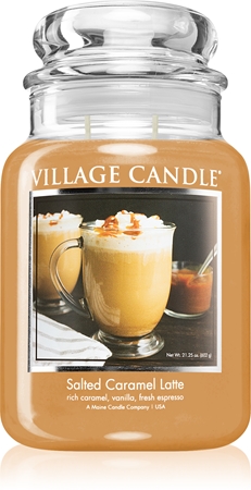 Village Candle Salted Caramel Latte vonná svíčka (Glass Lid)