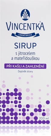 Vincentka Sirup s skorocelom a materinou dúškou sirup na vlhký kašeľ a zahlienenie